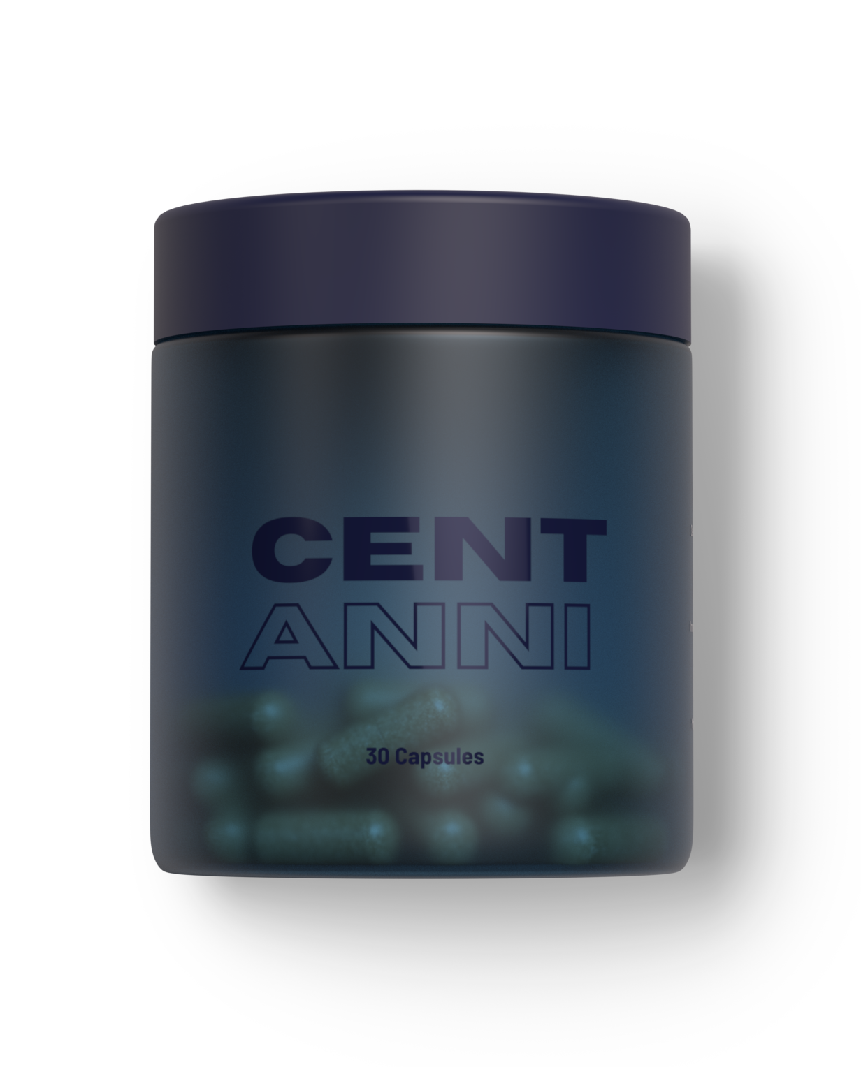 A jar labeled 'CENT ANNI' containing 30 capsules.